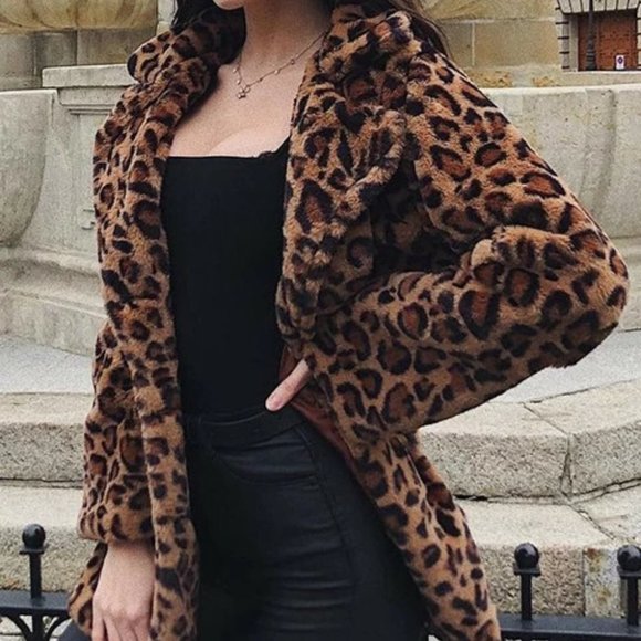 Glamour Girl Leopard Print Faux Fur Teddy Coat - Picture 2 of 14